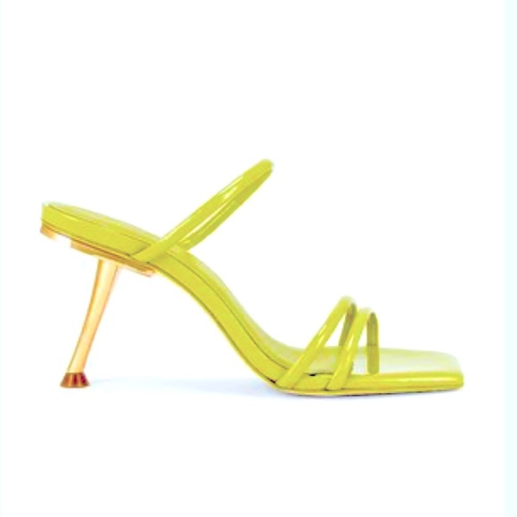 CULT GAIA Lydia Sandal in Palm Gold Heel Strappy Light Green REVOLVE - Picture 1 of 12